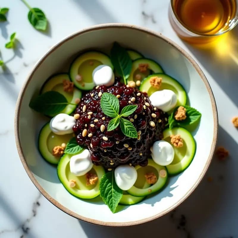 Ensalada de Espaguetis de Calabacín y Caviar de Berenjena Ahumada: Receta Griega Sin Cocción