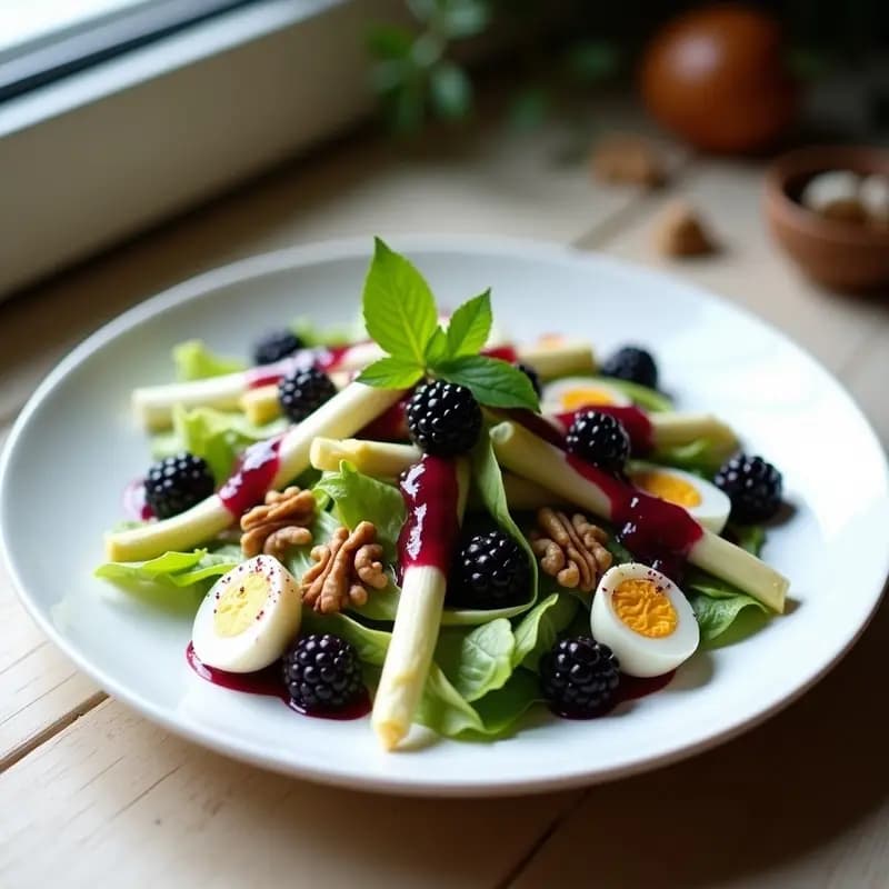 Ensalada de Espárragos Blancos y endivias con Vinagreta de Frutos del Bosque: Receta Francesa Keto