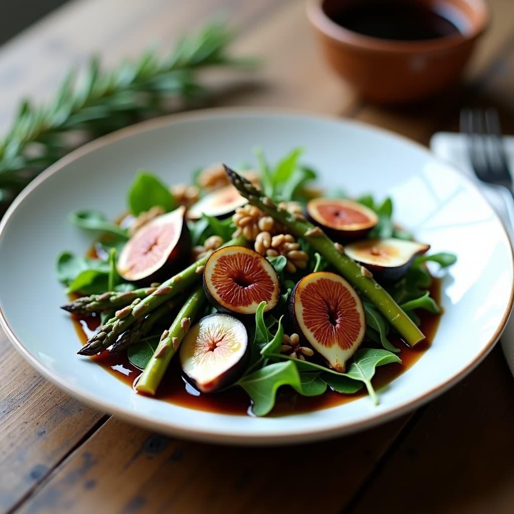 Ensalada Tibia de Espárragos, Higos y Queso de Cabra: Receta Francesa en 15 Minutos