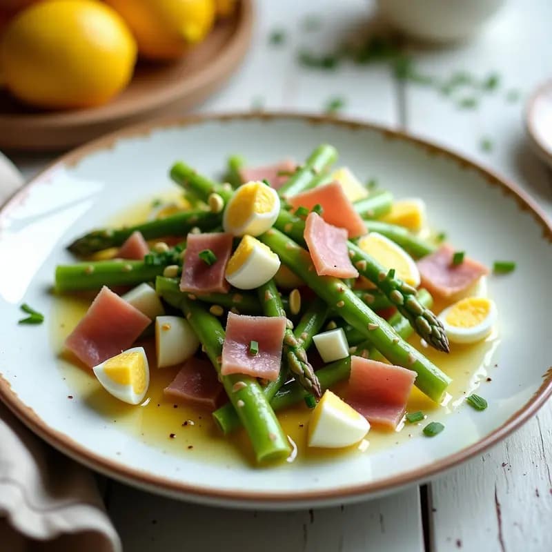 Ensalada de Espárragos Blancos con Vinagreta de Limón Confitado y Jamón Serrano: Receta Española Keto