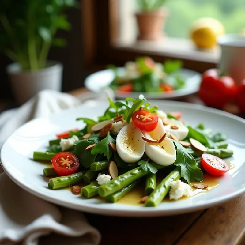 Ensalada Tibia de Espárragos Trigueros y Stracciatella de Búfalo: Receta Italiana Gourmet Sin Horno