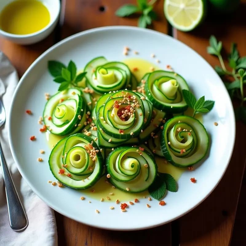Ensalada de Espirales de Pepino con Vinagreta de Limón y Hierbas: Receta Crudivegana Ultra Refrescante