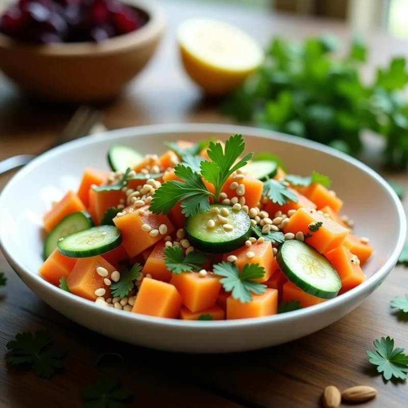 Ensalada de Espírulina y Papaya con Vinagreta de Limón y Jengibre: Receta Depurativa