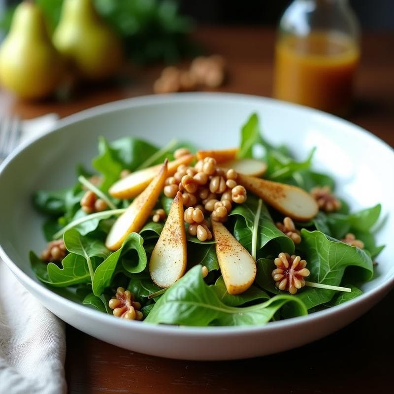 Ensalada de Espirulina, Pera y Nueces con Vinagreta de Vinagre de Sidra: Receta Superfood Crudivegana