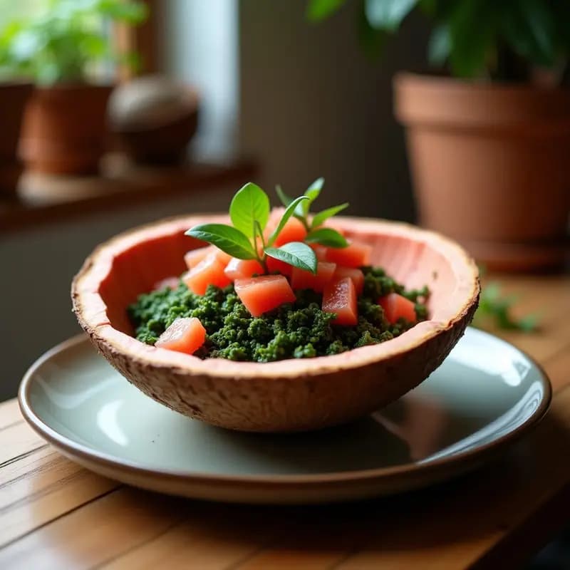 Ensalada de Espirulina y Pomelo en Cáscara de Coco: Bowl Detox y Antiinflamatorio