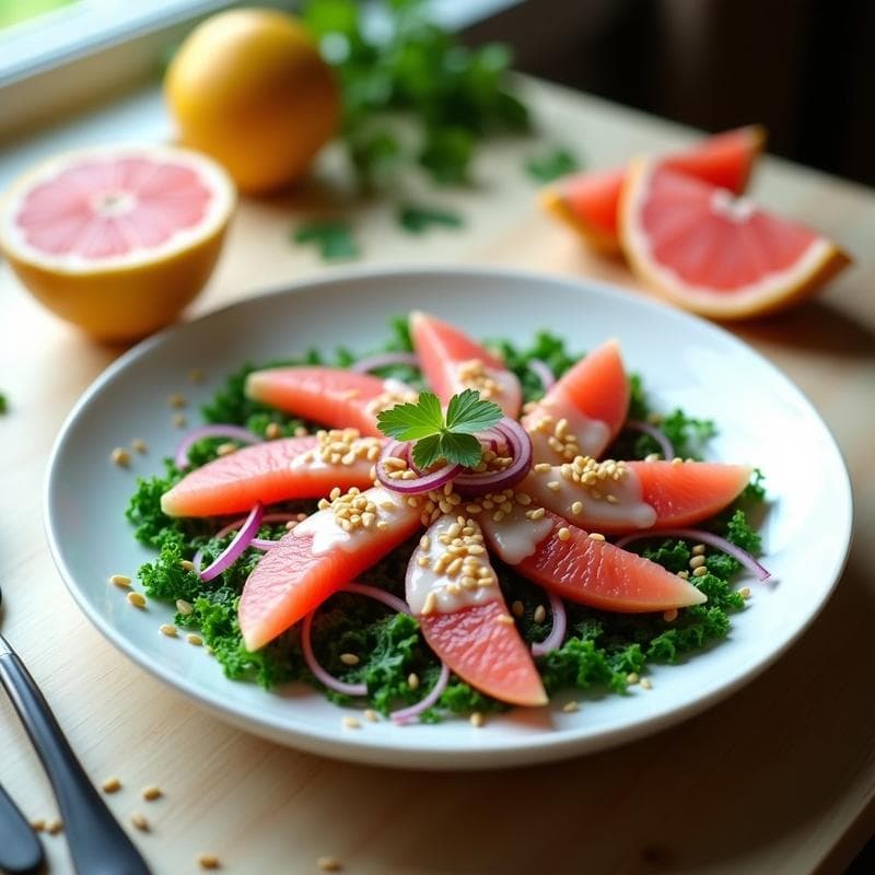 Ensalada de Espirulina Fresca y Pomelo con Vinagreta de Miso Blanco: Receta Superfood