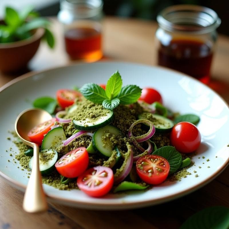 Ensalada de Espirulina y Tomates Cherry con Vinagreta de Vinagre de Arroz: Receta Superalimentos