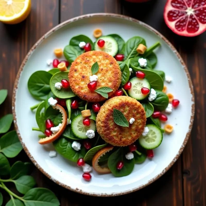Ensalada de Falafel y Granadas: Receta Libanesana Keto y Sin Gluten en 15 Minutos