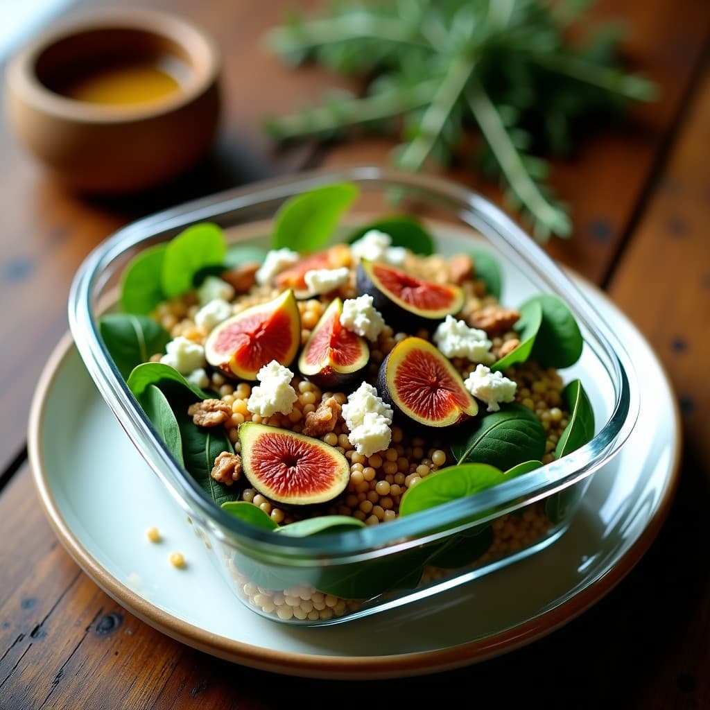 Ensalada de Farro con Higos Asados y Queso Azul: Receta Griega para Tupper