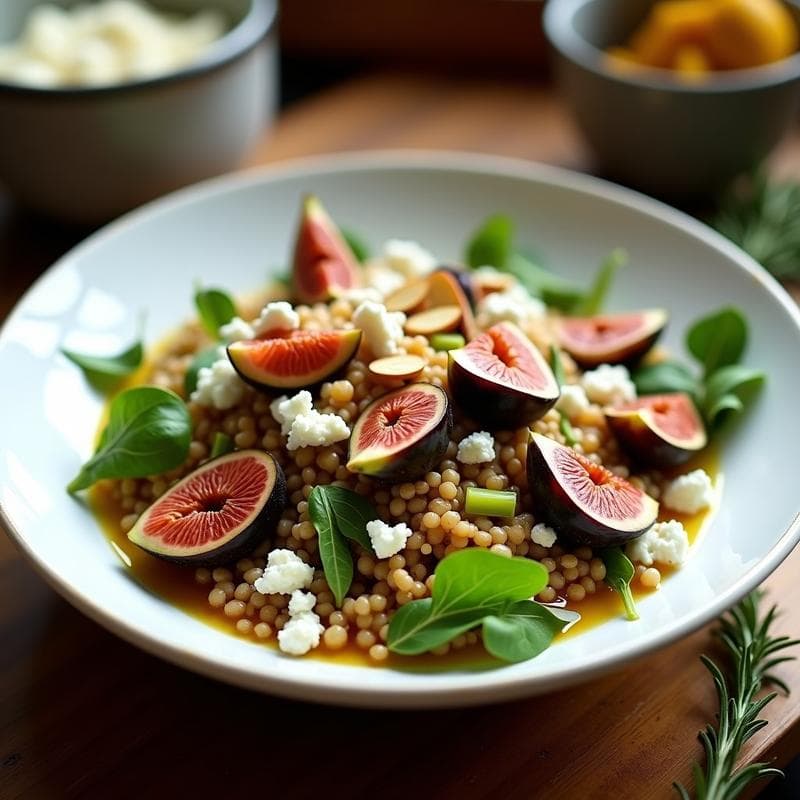 Ensalada Tibia de Farro con Higos Asados y Vinagreta de Mostaza: Receta Mediterránea en 20 Minutos