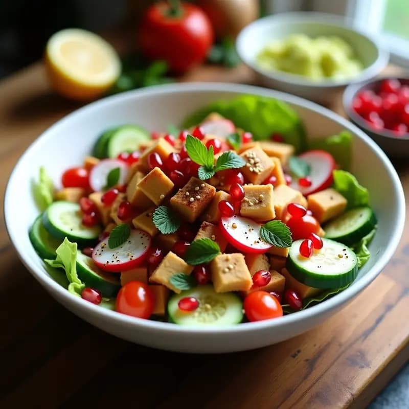 Ensalada Fatush con Granados y Limón Sumac: Receta Libanesa Alta en Fibra y Vitamina C