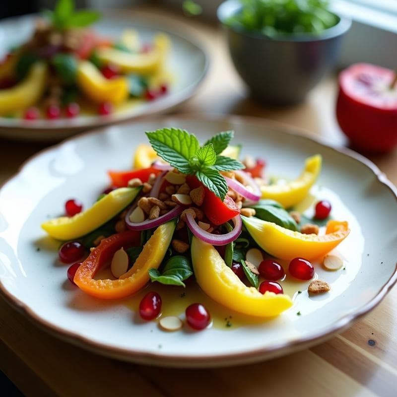 Ensalada de Flor de Calabacín con Vinagreta de Granada y Mentol: Receta Libanesa Vegana y Fresca