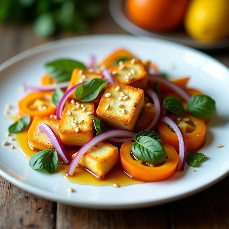 Ensalada de Flor de Calabaza y Queso Halloumi: Receta Griega en Airfryer con Vinagreta de Miel