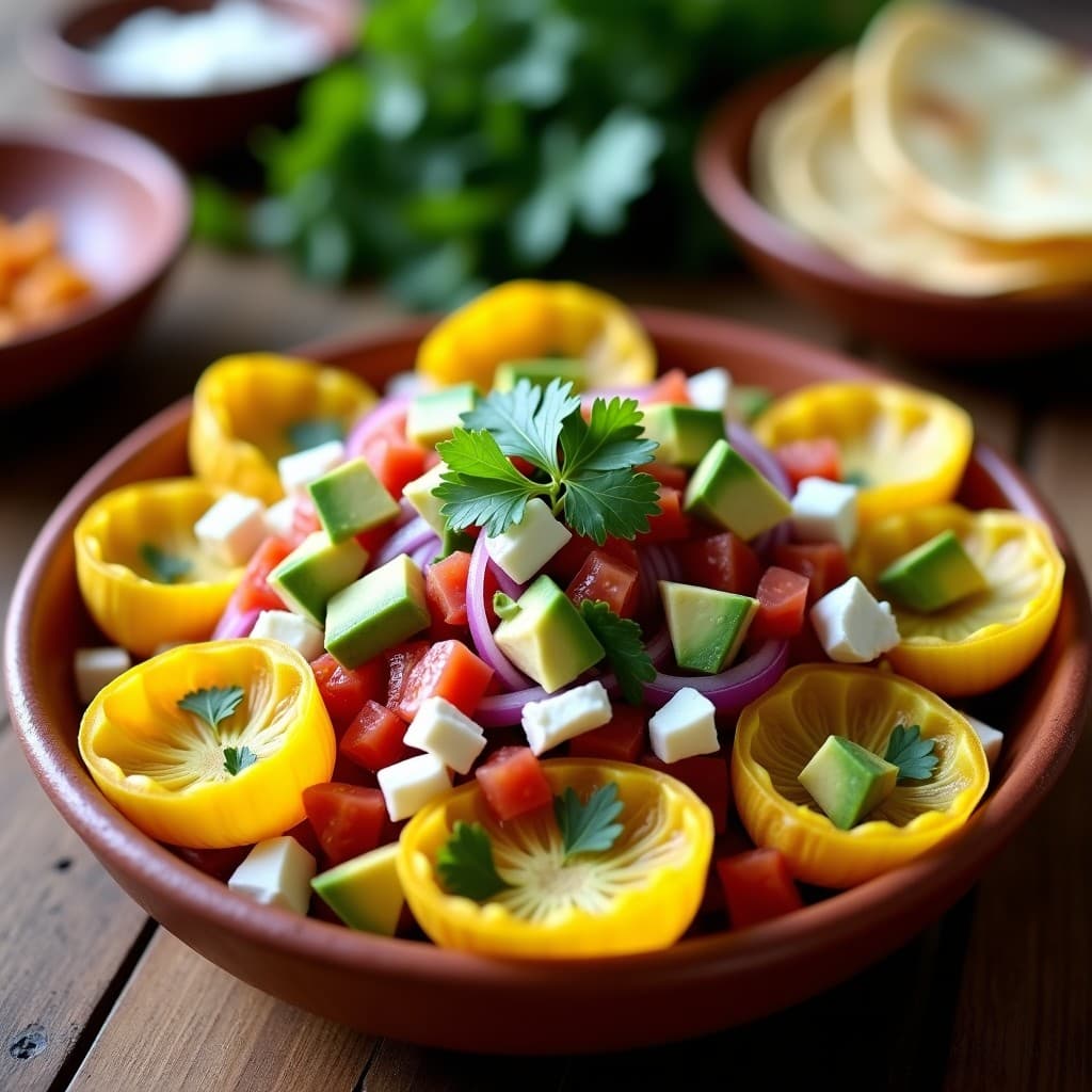 Ensalada de Flor de Calabaza y Queso Cotija: Receta Mexicana con Aderezo de Chile de Árbol
