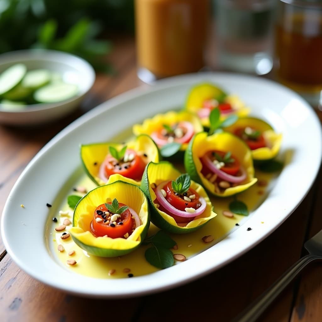 Ensalada de Flores de Calabacín con Aliño de Vinagre de Sidra y Mostaza de Dijon: Receta Crudivegana