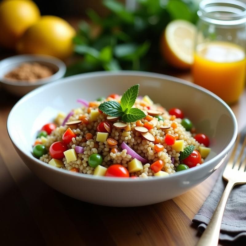 Ensalada de Freekeh y Zaatar con Vinagreta de Limón Confitado: Receta Palestina Vegana y Alta en Fibra