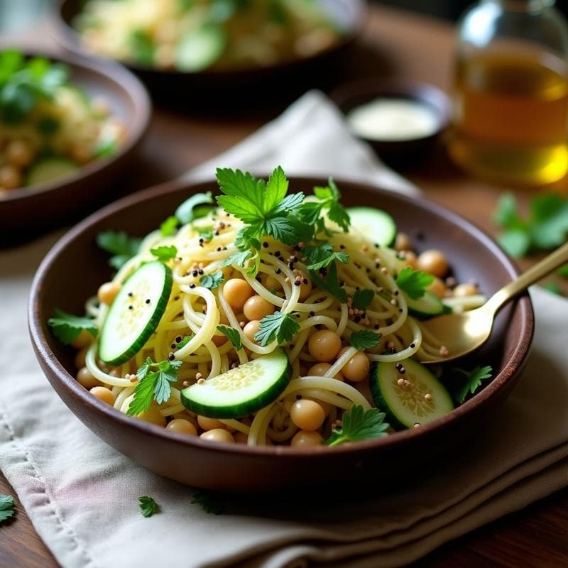 Ensalada de Frijoles Mung y Pepino con Vinagreta de Tamarindo: Receta India Ayurvédica y Detox