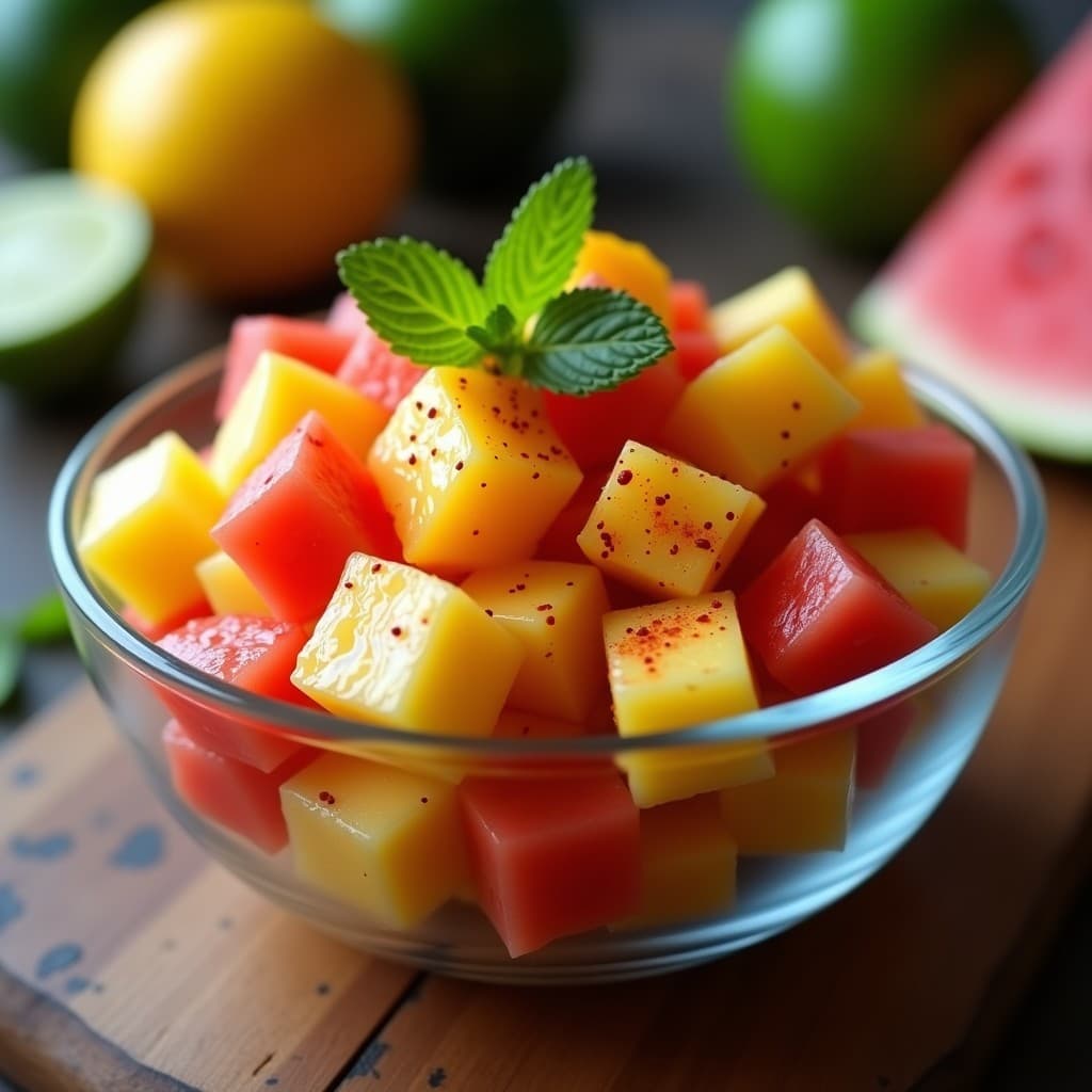 Ensalada de Fruta Escarchada con Chile en Polvo y Lima: Postre Mexicano Picante