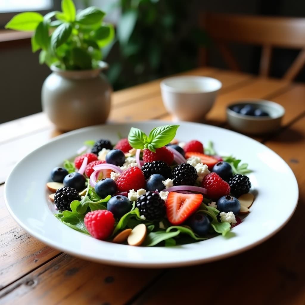 Ensalada de Frutos del Bosque con Vinagreta de Basílico y Vinagre Balsámico: Receta Sin Azúcar y Detox