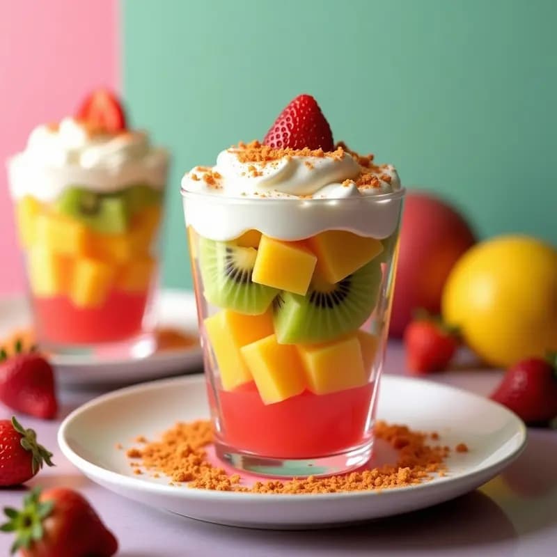 Ensalada de Gelatina de Colores con Fruta y Crema Batida: Postre Mexicano Festivo