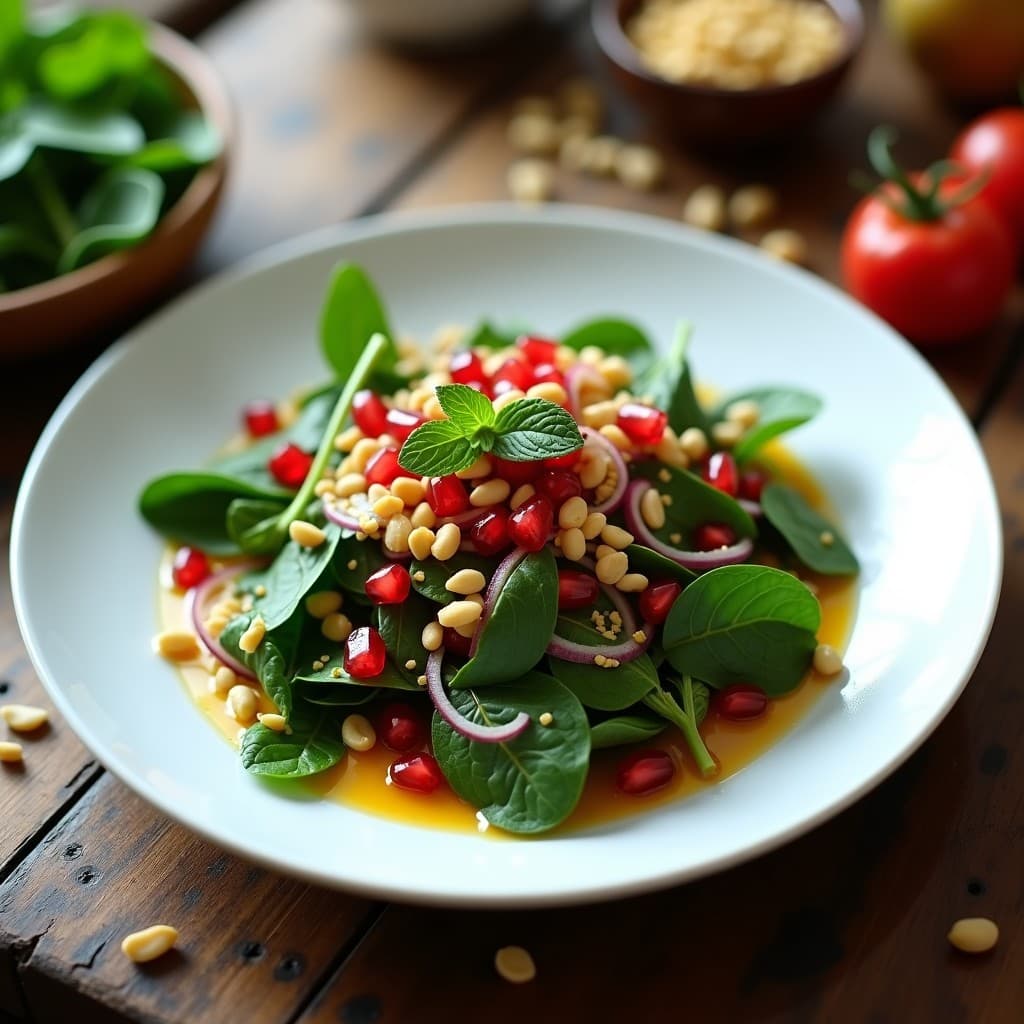 Ensalada de Géneros con Vinagreta de Granada y Comino: Receta Libanesa Vegetariana Sin Gluten