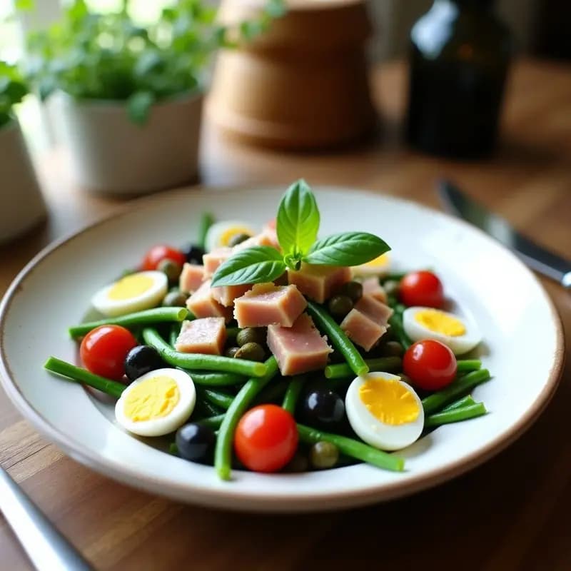 Ensalada Génova con Atún, Huevo y Judías Verdes: Receta Italiana Alta en Proteína