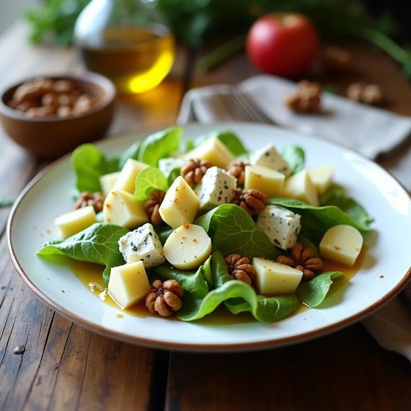 Ensalada de Gorgonzola y Nueva con Vinagreta de Miel y Mostaza: Receta Italiana Sin Cocción