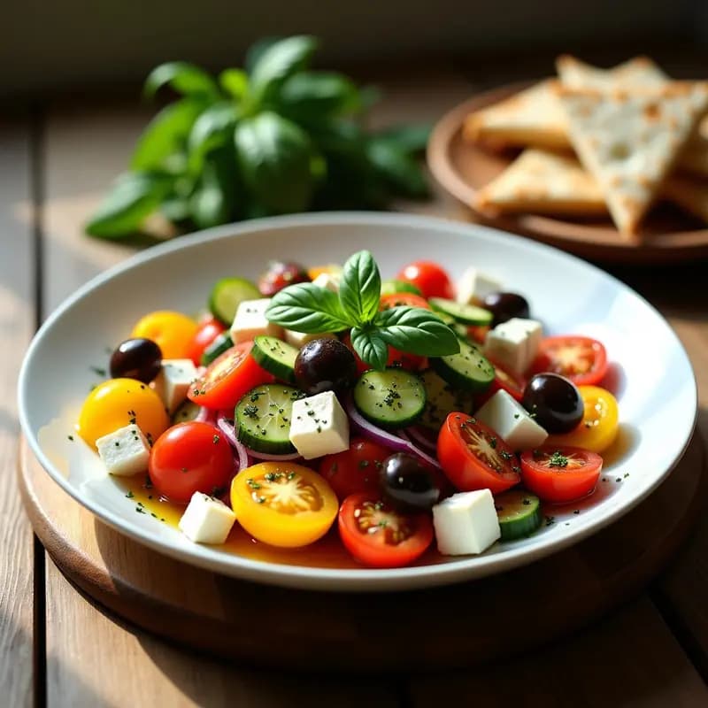 Ensalada Griega Clásica con Tomate y Queso Feta: Receta Fresca y Sin Cocinar