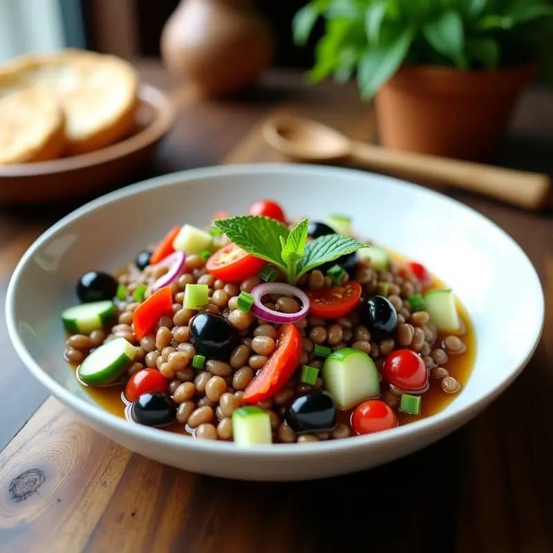 Ensalada Griega de Lentejas con Aceitunas Kalamata: Receta Vegana Alta en Hierro