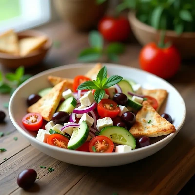 Ensalada Griega con Pan Pita y Aceitunas Kalamata: Receta Fresca y Sin Cocción