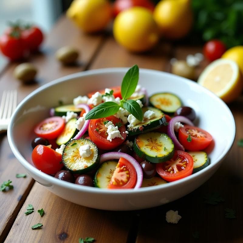 Ensalada Griega con Pepino Asado: Receta en Thermomix con Toque Ahumado en 15 Minutos