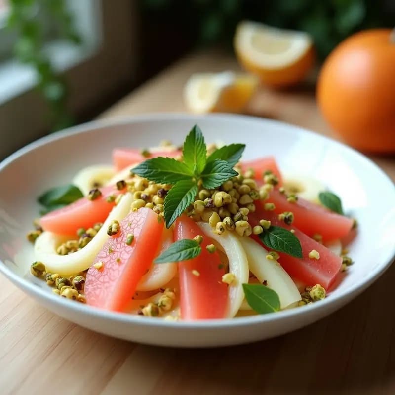 Ensalada de Hinojo y Pomelo Rosa: Receta Italiana Keto con Vinagreta de Pistacho