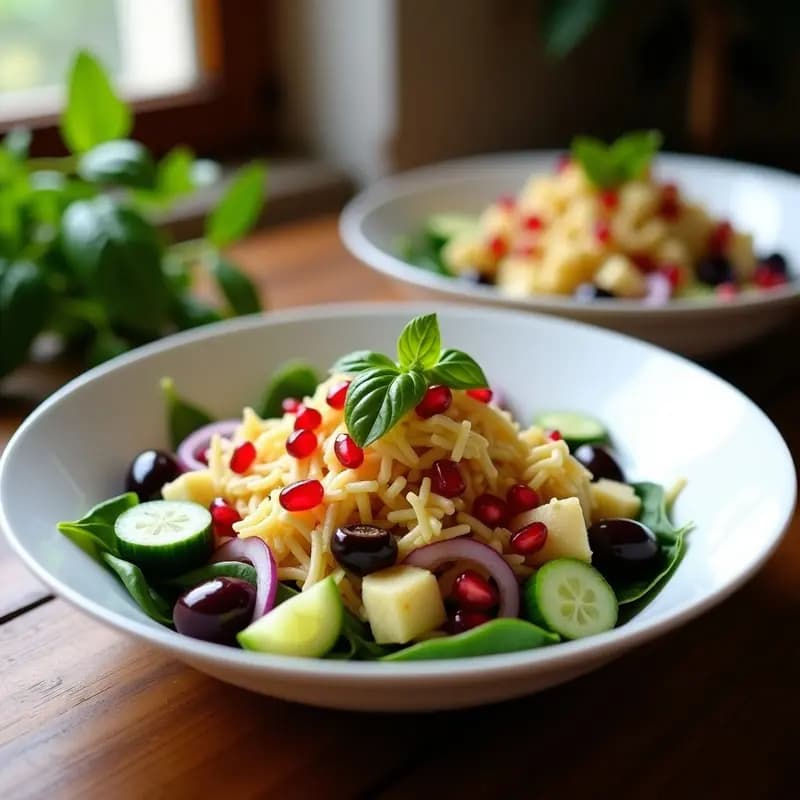 Ensalada de Jackfruit y Aceitunas Kalamata con Vinagreta de Granada: Receta Griega Vegana
