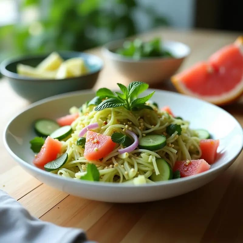 Ensalada de Jackfruit Verde y Pomelo con Aderezo de Cilantro: Receta Vegana Keto