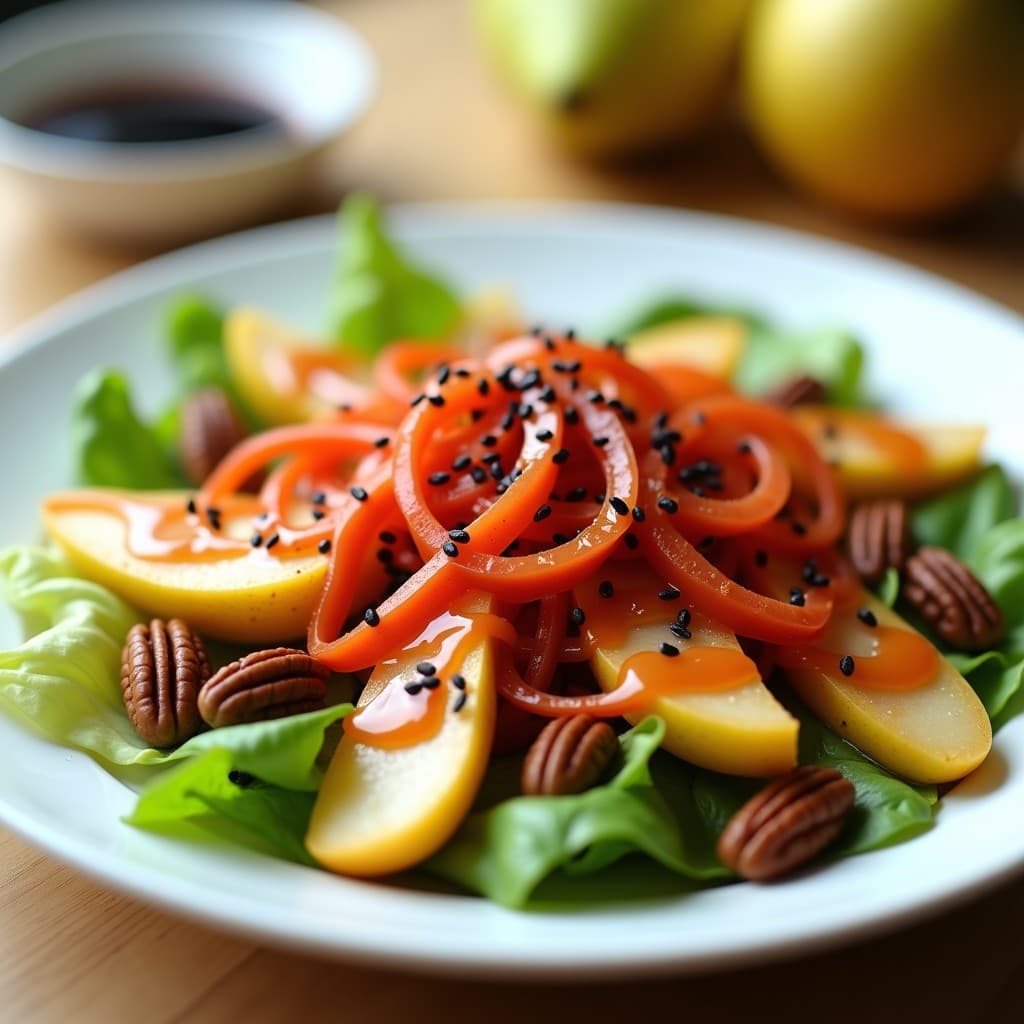 Ensalada de Kakdugi (Rabanito en Escabeche Coreano) con Peras y Nueces: Receta Coreana Fresca y Picante