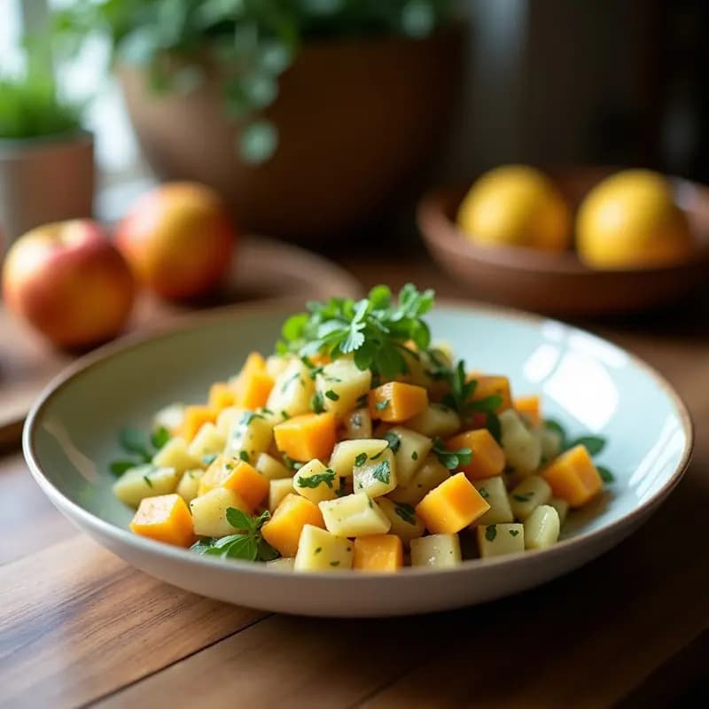 Ensalada de Kolrabi y Manzana con Vinagreta de Mostaza y Miel: Receta Alemana Sin Gluten