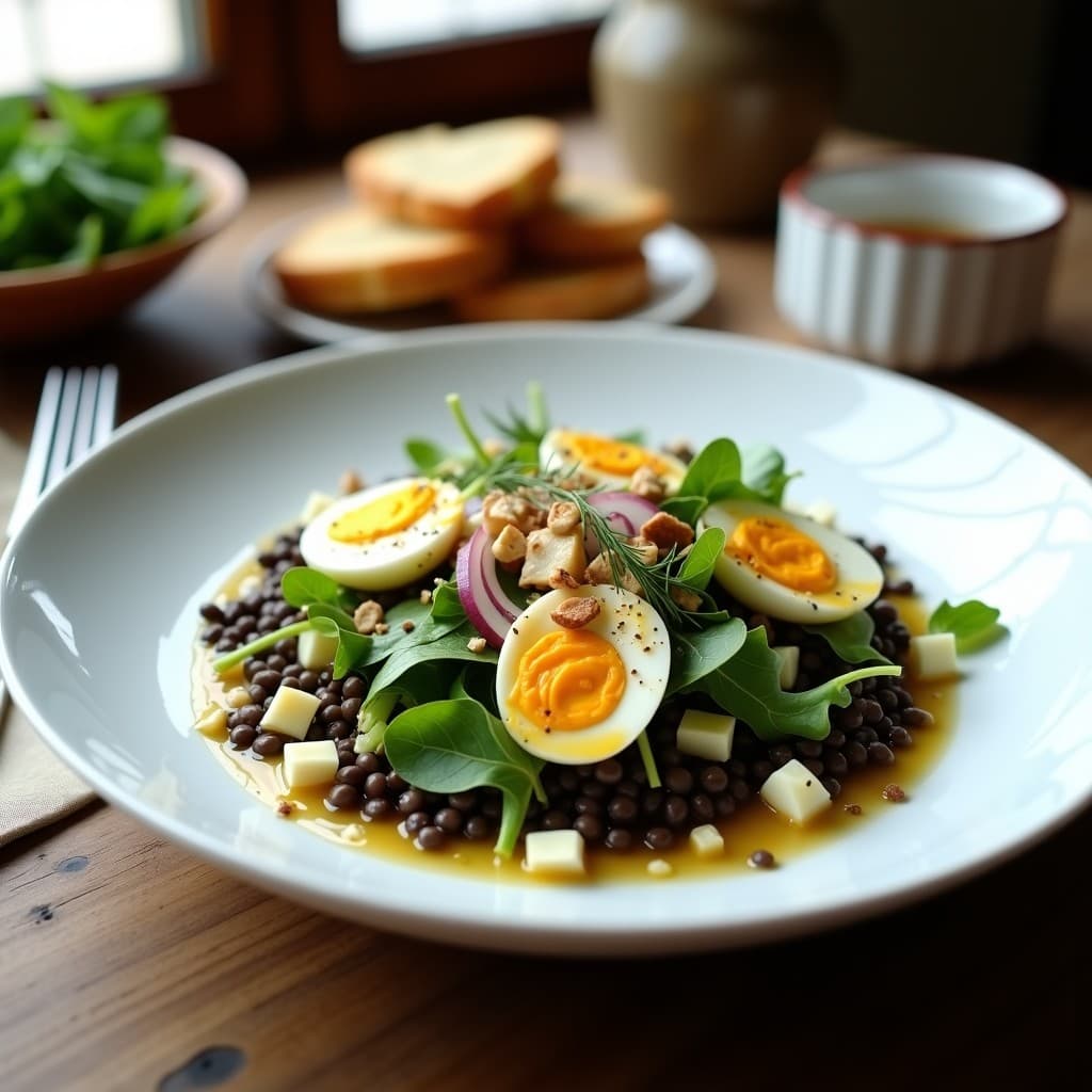 Ensalada de Lentejas Beluga y Ceutí con Vinagreta de Sidra: Receta Española de Alta Costa