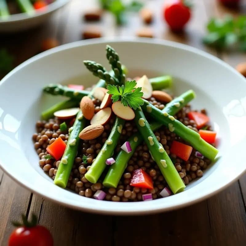 Ensalada de Lentejas con Espárragos Trigos Negros: Receta Fría Alta en Proteína y Hierro
