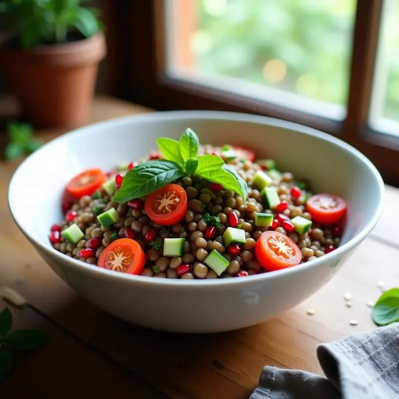 Ensalada de Lentejas con Granada y Menta Fresca: Receta Iraní Vegana y Depurativa