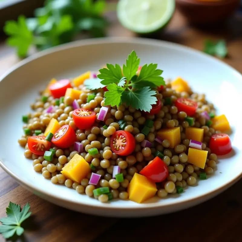 Ensalada de Lentejas con Granadilla y Cilantro: Receta Peruana Fresca y Nutritiva