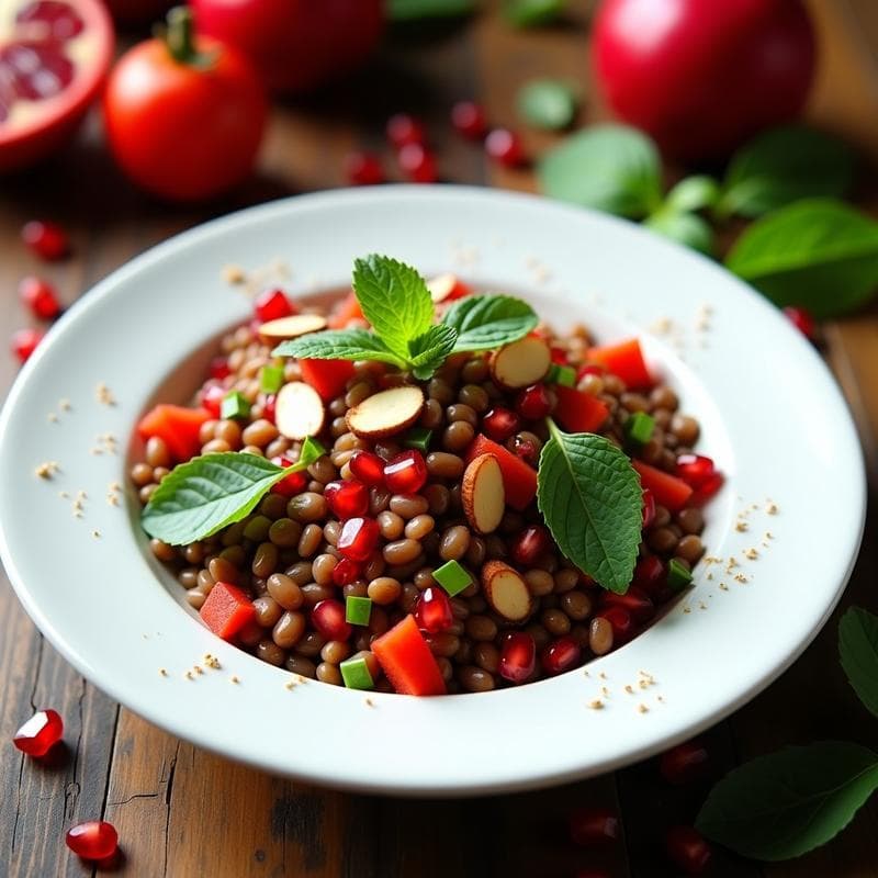 Ensalada de Lentejas con Granado y Mentas: Receta Iraní Vegana y Alta en Hierro