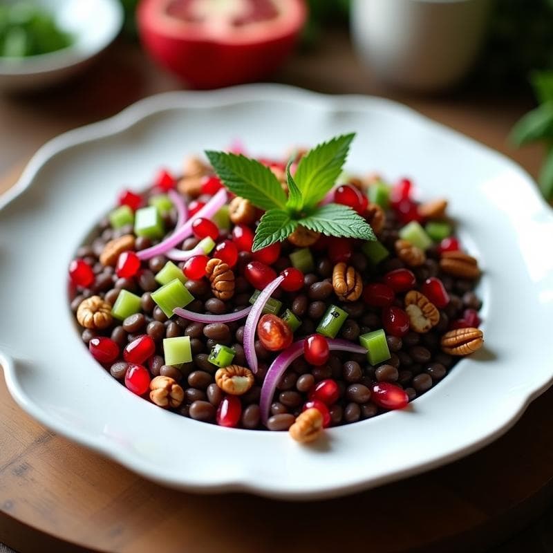 Ensalada de Lentejas Pardinas y Granado con Vinagreta de Granada: Receta Persa
