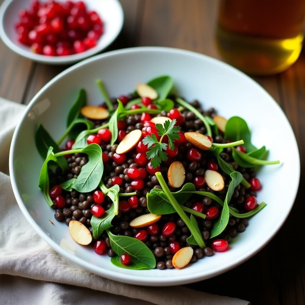 Ensalada de Lentejas, Granados y Rúcula: Receta Turca con Vinagreta de Naranjón
