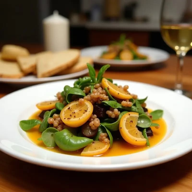 Ensalada de Lentejas Negras y Granados con Vinagreta de Naranja Sanguina: Receta Colorida