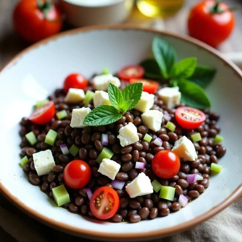 Ensalada de Lentejas Negras con Queso de Cabra: Receta Alta en Hierro y Proteína en 15 Minutos