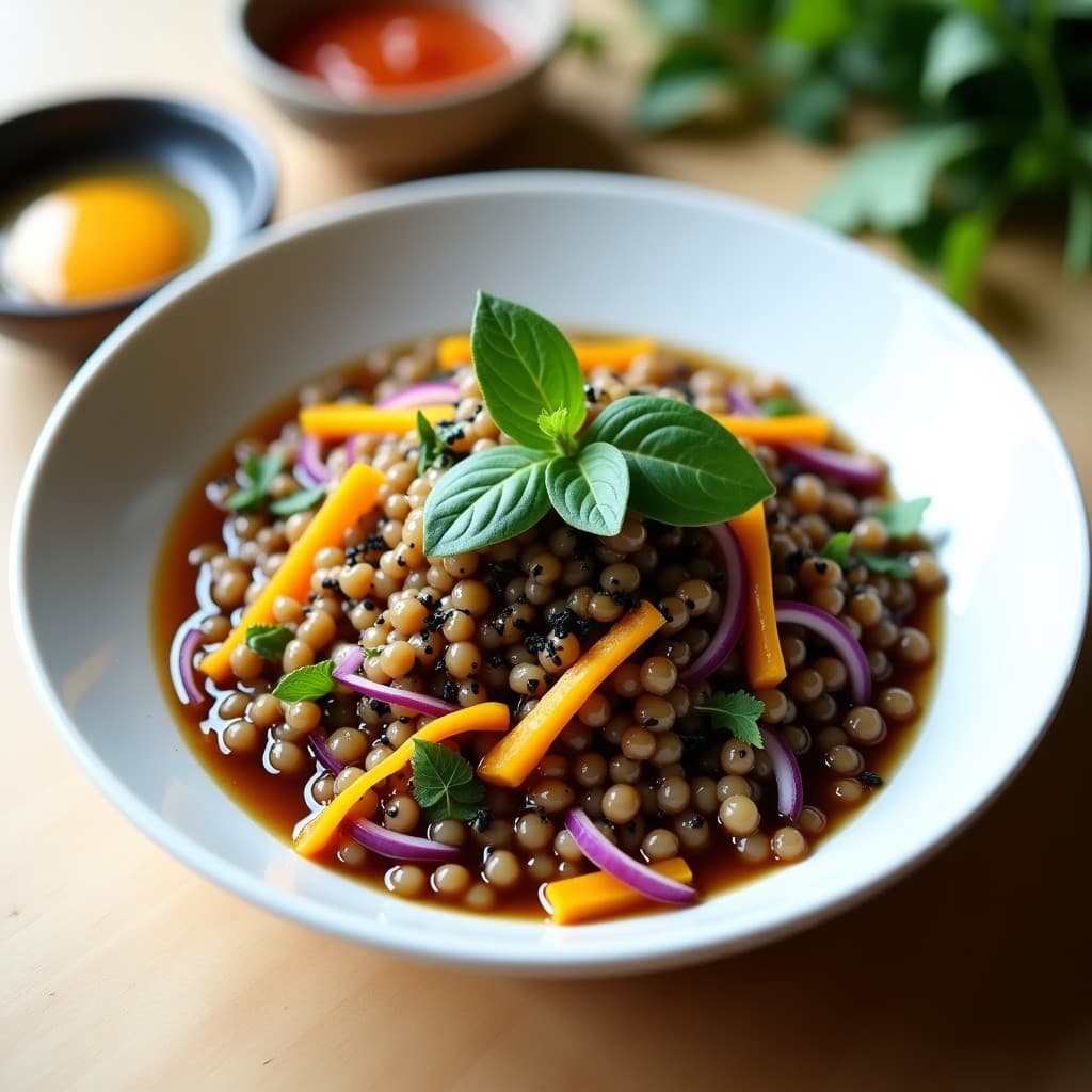 Ensalada de Lentejas Pardina y Algas Nori con Vinagreta de Umeboshi: Receta Vegana Japonesa Detox