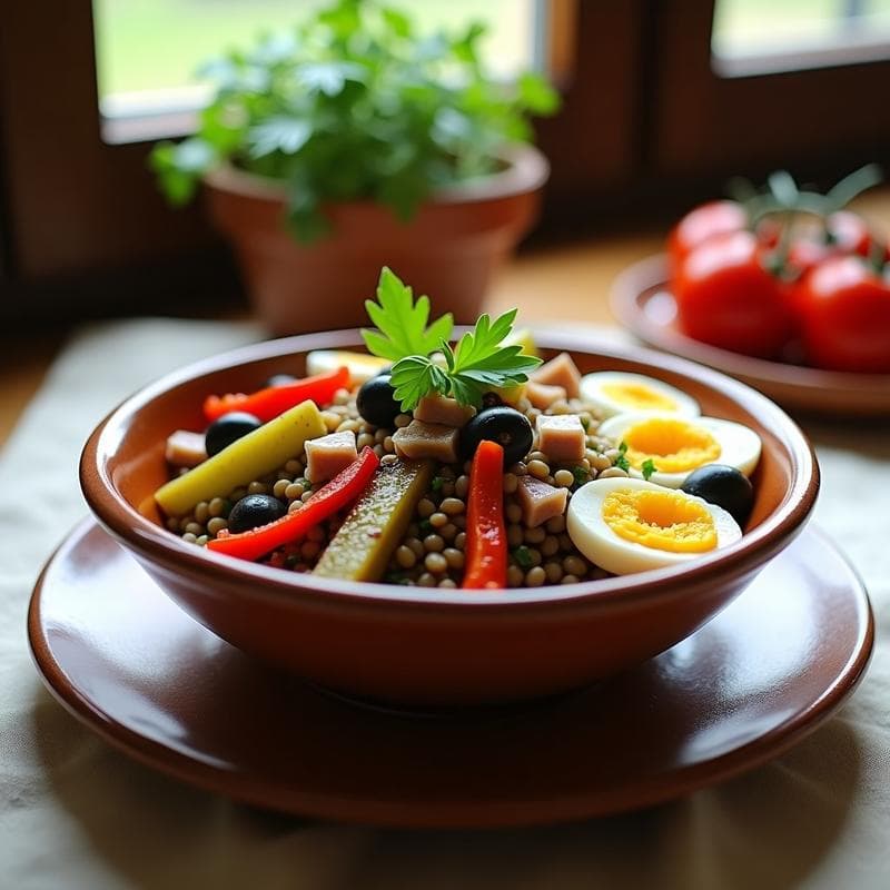 Ensalada de Lentejas Pardina con Ventresca y Pimientos Asados: Receta Española Alta en Hierro