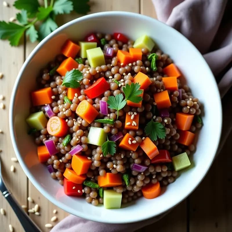 Ensalada de Lentejas Pardinas con Vinagreta de Tamari y Jengibre: Receta en Thermomix y Alta en Fibra