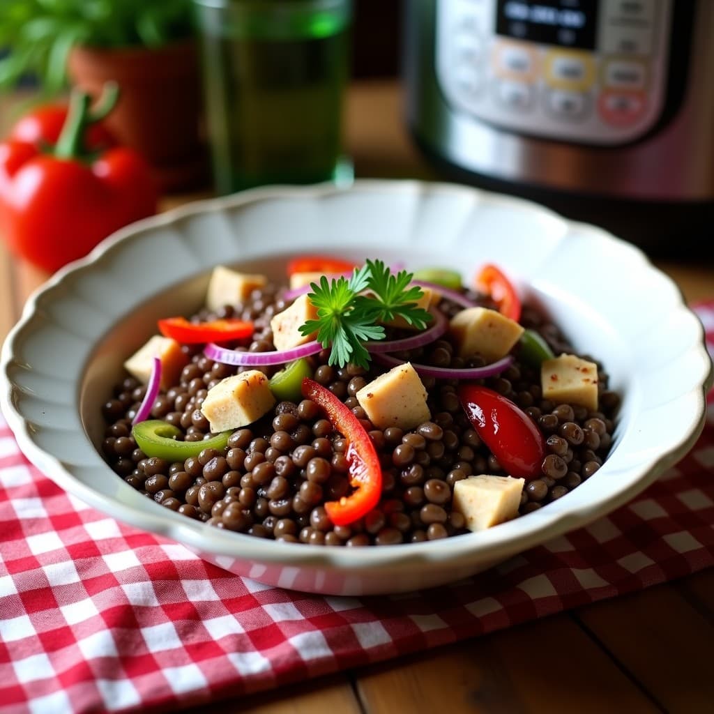 Ensalada de Lentejas Pardinas con Ventresca y Pimientos Asados: Receta Vasca en Olla a Presión