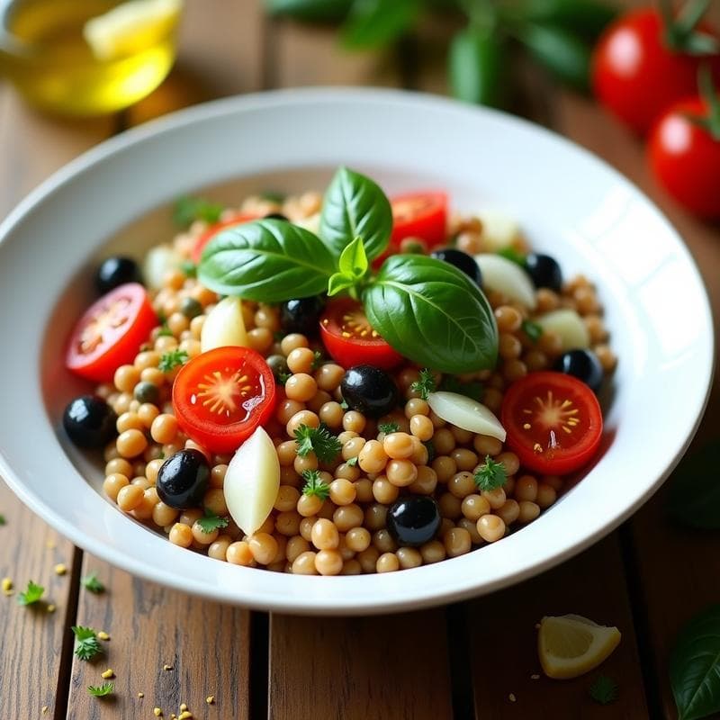 Ensalada de Lentejas Rojas con Hinojo y Vinagreta de Mostaza: Receta Italiana Vegana y Sin Gluten